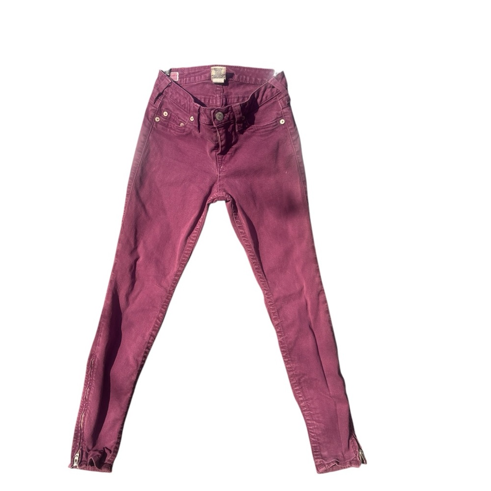 EUC Purple True Religion Tara Skinny Jean with Zippers at ankles waist 29.5